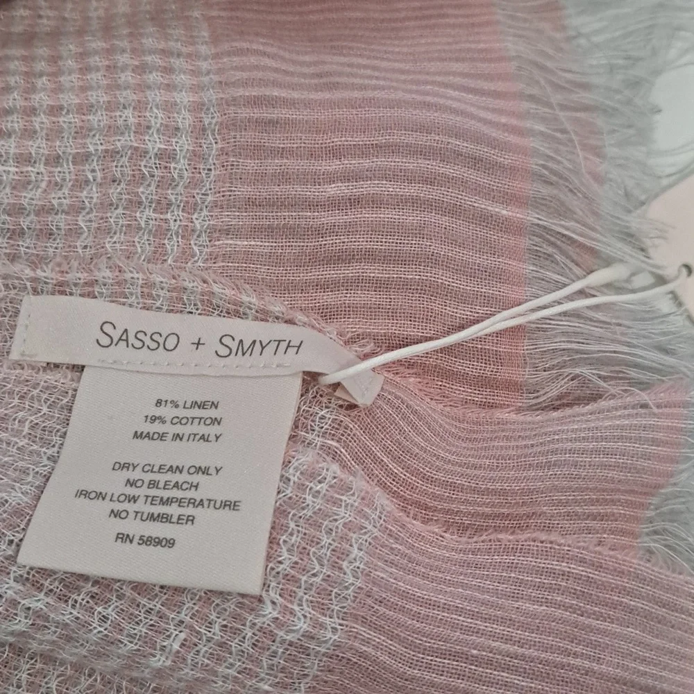 Sasso + Smyth Linen Blend Pink & White Scarf